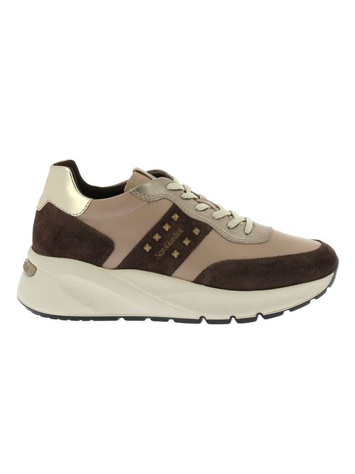 sneakers da donna in pelle beige e camoscio marrone NERO GIARDINI | I411523D305